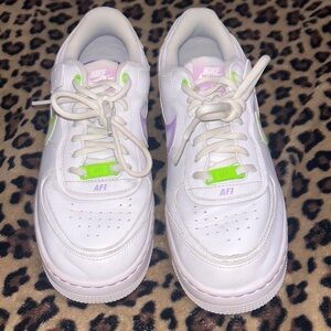 White, Purple and Neon Green AF 1’s